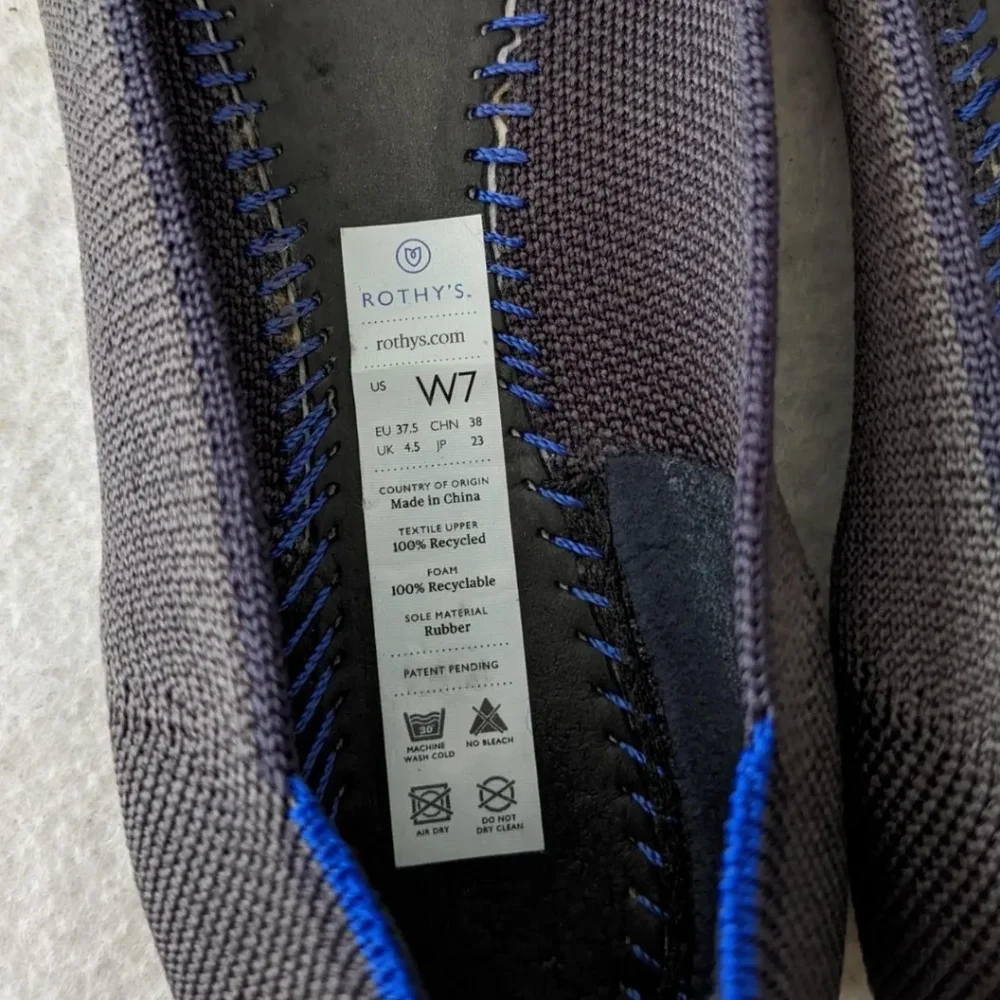 Rothys The Point Darl Gray Blue Halo Slip On Pointed Ballet Flats Shoes Womens 7 - Picture 11 of 12